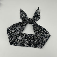 Load image into Gallery viewer, Niceroy Retro Multipurpose head neck scarf, black and white cotton scarf, vintage style scarf