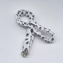 Load image into Gallery viewer, Handmade Cotton Scrunchie Lanyard Keychain and Keychain : Floral Teacher ID Badge Holder