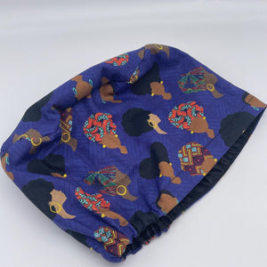 Niceroy Satin Lined surgical SCRUB HAT CAP, Europe style nursing caps dark purple black girl Cotton fabric and  bonnet chemo hat