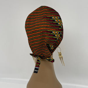 Niceroy satin lined  unisex pixie surgical SCRUB HAT CAP, nursing caps, tie back cap,  African print men scrub cap
