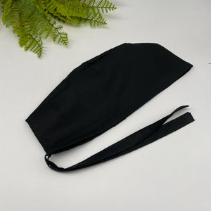 Niceroy MEN Black unisex pixie surgical SCRUB HAT Cap, nursing caps,tie back cap, satin lining option cotton fabric