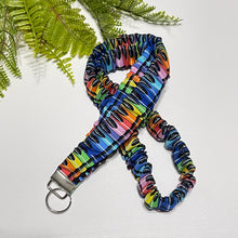 Load image into Gallery viewer, Cotton Scrunchie Lanyard – Handmade Floral Fabric Keychain Set for Teachers