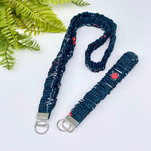 Load image into Gallery viewer, Handmade Cotton Scrunchie Lanyard Keychain Set: Floral Abstract Checkered Prints