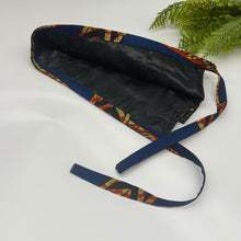 Load image into Gallery viewer, Reversible Navy Blue African Print Scrub Cap: Satin Lined Tie Back Hat
