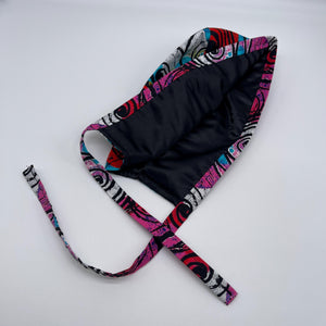 Abstract Print Scrub Cap: Tie Back Surgical Hat with Satin Lining