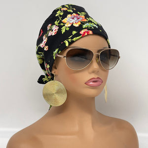 Niceroy satin lined  unisex pixie surgical SCRUB HAT CAP, nursing caps, tie back cap,  African print men scrub cap