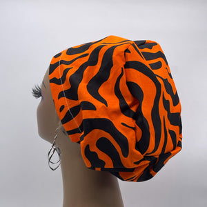 Niceroy Satin Lined Surgical SCRUB CAP orange black Ankara Europe style nursing caps cotton African print fabric and .