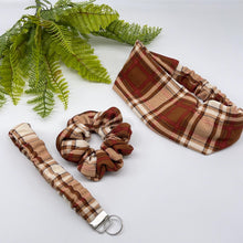 Load image into Gallery viewer, Plaid Headband, Scrunchie &amp; Lanyard Set: Handmade Fabric Accessories