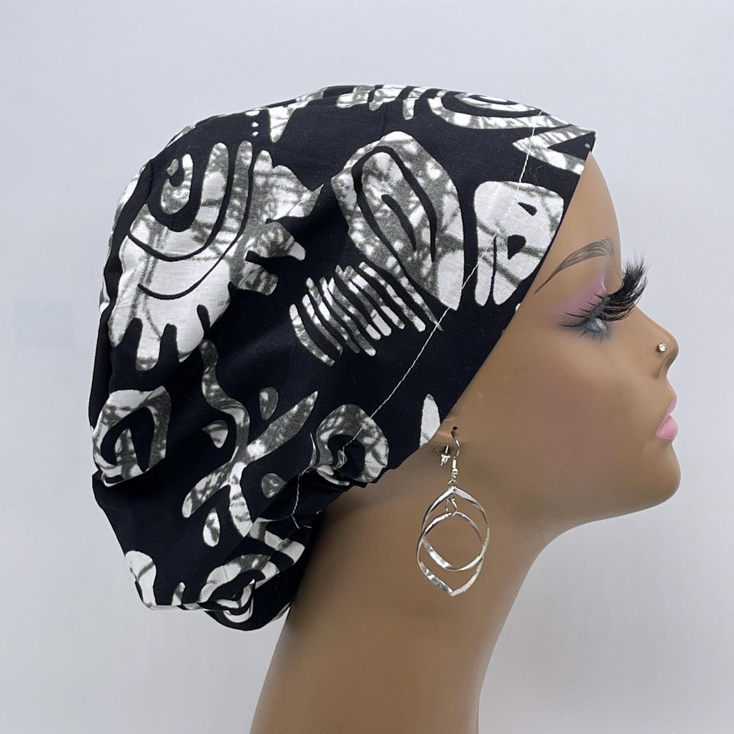 Niceroy Satin Lined Surgical SCRUB CAP white gray black Ankara Europe style nursing caps cotton African print fabric and .