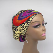 Load image into Gallery viewer, Niceroy Satin Lined Surgical SCRUB CAP orange black cream purple Ankara Europe style nursing caps African print fabric and .