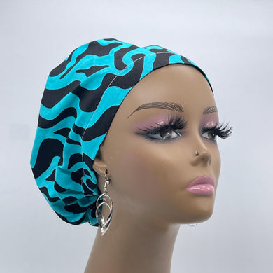 Niceroy Satin Lined Surgical SCRUB CAP Turquoise blue black Ankara Europe style nursing caps cotton African print fabric and .
