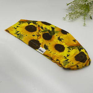 Niceroy surgical OR SCRUB CAP, Europe style nursing caps, Yellow Sunflower Cotton print fabric and satin lining option