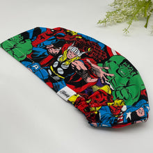 Load image into Gallery viewer, Niceroy Satin LinedAdjustable surgical OR SCRUB CAP Marvel pediatrician Europe style Summer nursing caps  and  super hero characters hat