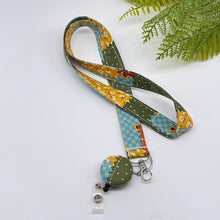 Load image into Gallery viewer, Handmade Patchwork Fabric Lanyard with Retractable Badge Reel