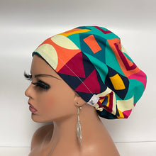 Load image into Gallery viewer, Niceroy Satin Lined Surgical SCRUB CAP Geometric Ankara Europe style nursing caps African print fabric and .