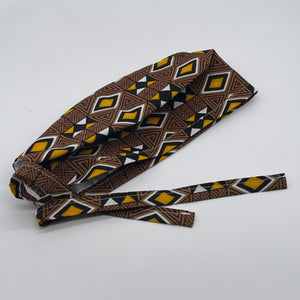 Brown yellow white unisex pixie Men surgical SCRUB HAT CAP, nursing caps, tie back cap, satin lining option African print men scrub cap