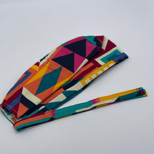 Multicolored geometric unisex pixie Men surgical SCRUB HAT CAP, nursing caps, tie back cap, satin lining option African print men scrub cap