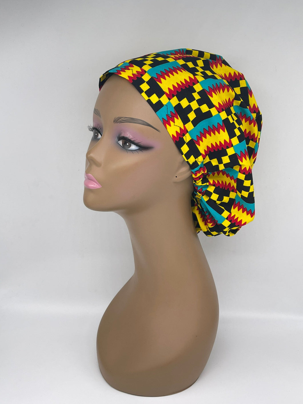 Niceroy surgical SCRUB HAT CAP,  Ankara Europe style nursing caps made with African print fabric and satin lining option