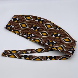Niceroy satin linedBrown yellow white unisex pixie Men surgical SCRUB HAT CAP, nursing caps, tie back cap,  African print men scrub cap