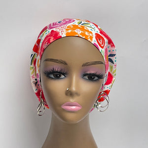 Niceroy SCRUB HAT CAP, multicolored floral Europe Euro style nursing caps, healthcare hats protective hair covers, nurse gift.