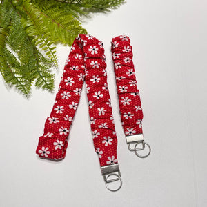 Handmade Cotton Scrunchie Lanyard Keychain Set: Floral Abstract Checkered Prints
