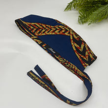 Load image into Gallery viewer, Niceroy satin lined Navy Blue unisex pixie Men surgical SCRUB HAT CAP, nursing caps, tie back cap,  African print men scrub cap