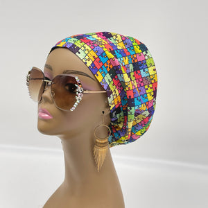 Autism awareness surgical OR SCRUB CAP, Europe style Summer nursing caps  and satin lining option.