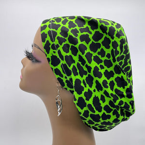 Niceroy Surgical SCRUB CAP green black Ankara Europe style nursing caps cotton African print fabric and satin lining option.