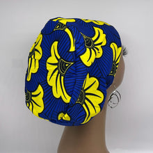 Load image into Gallery viewer, Niceroy SCRUB HAT CAP, Royal blue and yellow sorority Europe Euro style nursing caps, healthcare hats protective hair covers, nurse gift.