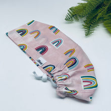 Load image into Gallery viewer, Niceroy Satin LinedAdjustable surgical OR SCRUB CAP, pink rainbow Europe style Summer nursing caps  and .