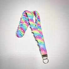 Load image into Gallery viewer, Handmade Scrunchie Lanyard and Keychain: cotton Silk and stretchy Fabrics.
