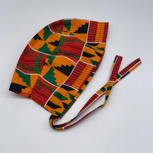 African Print Scrub Cap: Unisex Tie Back Hat with Satin Lining