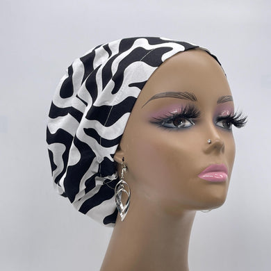 Niceroy Surgical SCRUB CAP white black Ankara Europe style nursing caps cotton African print fabric and satin lining option.
