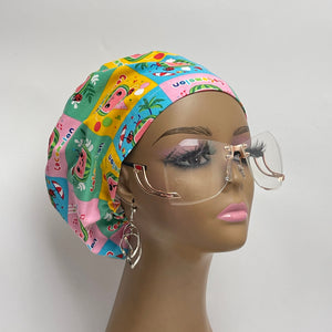 Niceroy Surgical SCRUB CAP coco melon cotton fabric Europe style nursing caps cotton fabric and satin lining option.
