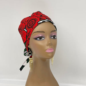 Niceroy Reversible unisex pixie surgical SCRUB HAT CAP, nursing caps, tie back cap, satin lining option African print men scrub cap