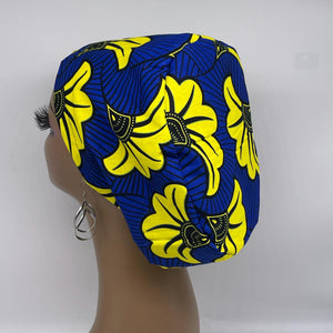 Niceroy SCRUB HAT CAP, Royal blue and yellow sorority Europe Euro style nursing caps, healthcare hats protective hair covers, nurse gift.