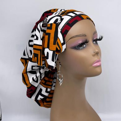 Ponytail hat PONY SCRUB CAP, brown cream tan surgical scrub hat nursing caps and satin lining option for locs, braid, long hair