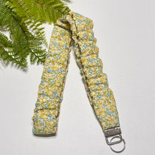 Load image into Gallery viewer, Handmade Cotton Scrunchie Lanyard Keychain Set: Floral Teacher ID Badge Holder