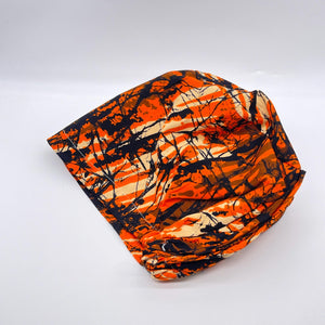 Niceroy Satin Lined surgical SCRUB HAT CAP, Orange Black Fall Europe Euro style nursing caps, healthcare hats protective hair covers, nurse gift.