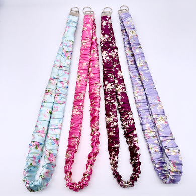 Handmade Satin Scrunchie Lanyard Keychain: Solid and Floral Silk Prints