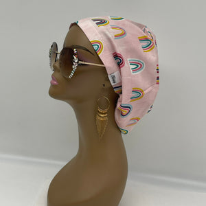 Niceroy Satin LinedAdjustable surgical OR SCRUB CAP, pink rainbow Europe style Summer nursing caps  and .