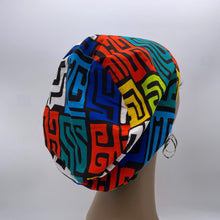 Load image into Gallery viewer, Niceroy Satin Lined surgical SCRUB HAT CAP,  red blue yellow tribal Europe Euro style nursing caps, healthcare hats protective hair covers