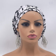 Load image into Gallery viewer, Niceroy SCRUB HAT CAP, black white Europe Euro style nursing caps, healthcare hats protective hair covers, nurse gift.