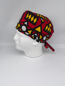 Niceroy satin lined MEN unisex surgical tie back SCRUB HAT Cap, nursing caps made with cotton fabric and  African print men scrub cap