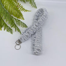Load image into Gallery viewer, Scrunchie Lanyard Keychain – Handmade Metallic &amp; Iridescent Fabric Set