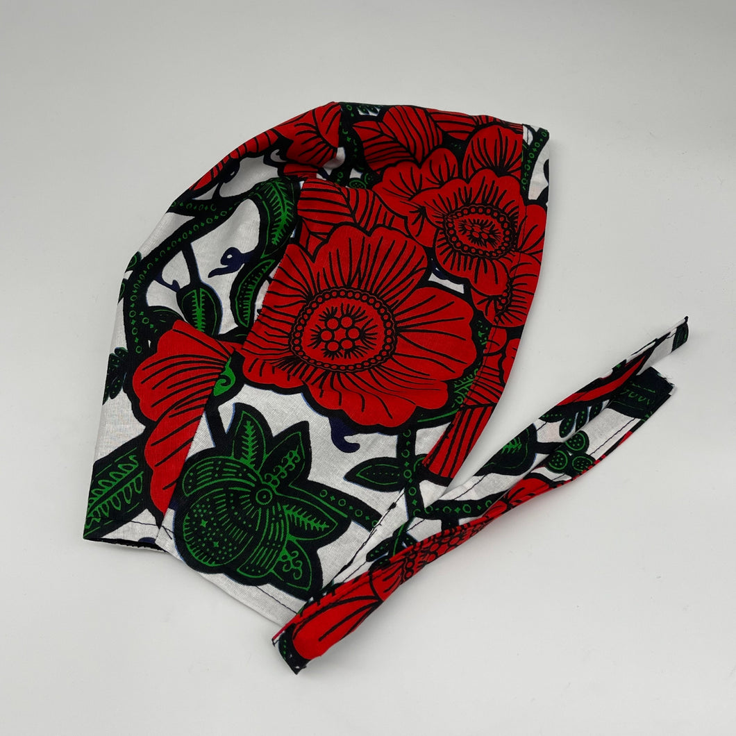 Niceroy satin lined  unisex pixie surgical SCRUB HAT CAP, nursing caps, tie back cap,  African print men scrub cap