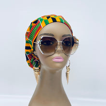 Load image into Gallery viewer, Niceroy Satin LinedKente surgical SCRUB HAT Red Green Yellow Black Europe Euro style nursing cap with