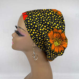Niceroy Satin Lined Surgical SCRUB CAP dark orange black red yellow Ankara Europe style nursing caps African print fabric and .