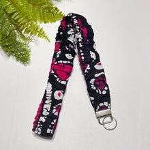 Load image into Gallery viewer, Handmade Cotton Scrunchie Lanyard Keychain Set: Floral Abstract Checkered Prints