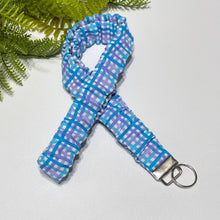 Load image into Gallery viewer, Gingham Scrunchie Lanyard - Cotton Keychain Holder &amp; Badge Strap